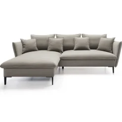 Divano letto angolare sinistro 3 posti 258x167cm tessuto beige Lushify