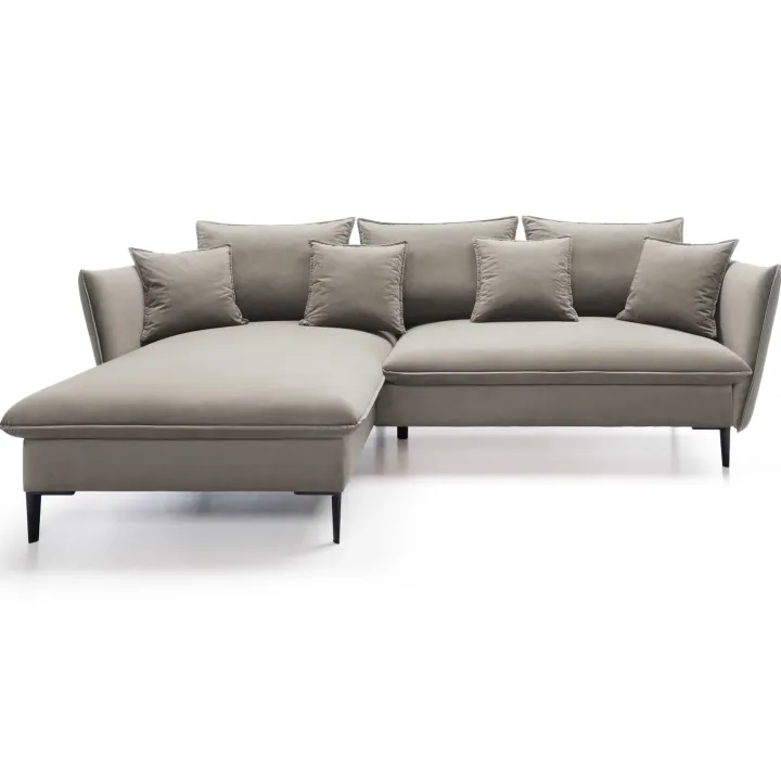 Divano letto angolare sinistro 3 posti 258x167cm tessuto beige Lushify