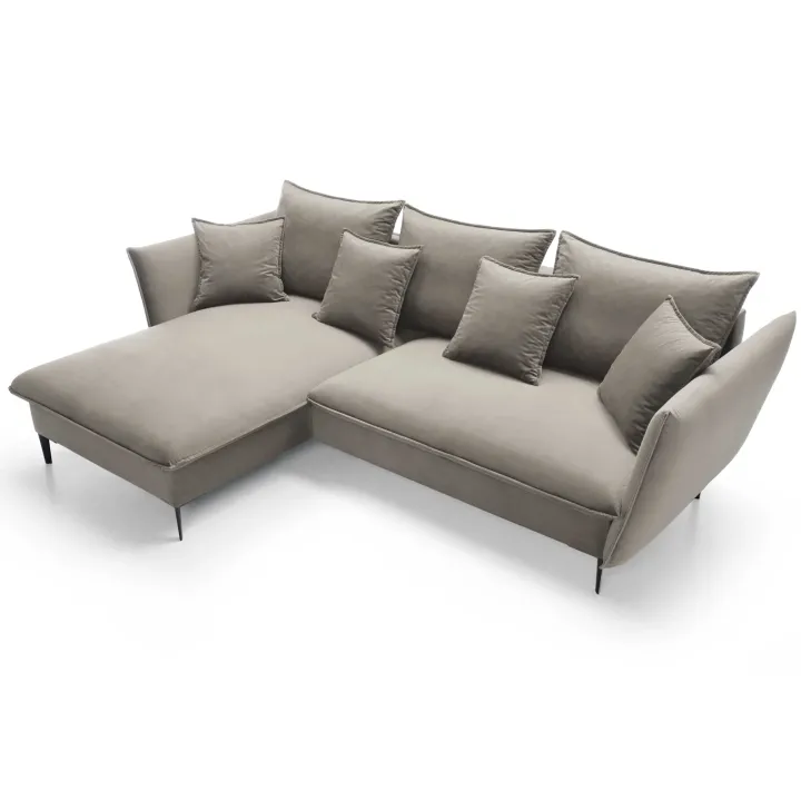 Divano letto angolare sinistro 3 posti 258x167cm tessuto beige Lushify