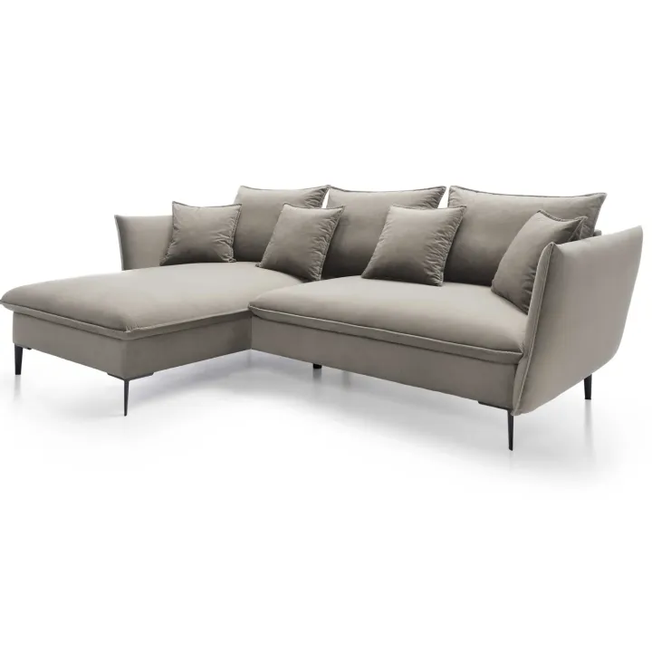 Divano letto angolare sinistro 3 posti 258x167cm tessuto beige Lushify
