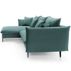 Divano letto angolare sinistro 3 posti 258x167cm tessuto petrolio Lushify