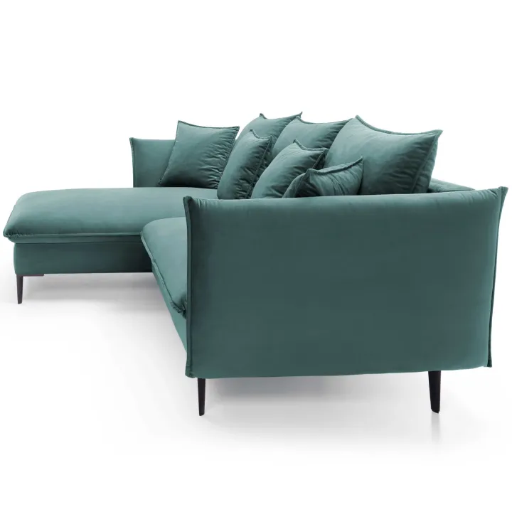 Divano letto angolare sinistro 3 posti 258x167cm tessuto petrolio Lushify