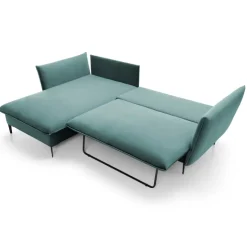 Divano letto angolare sinistro 3 posti 258x167cm tessuto petrolio Lushify