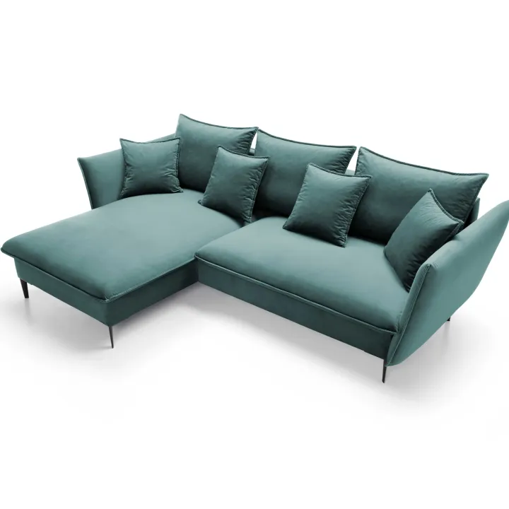 Divano letto angolare sinistro 3 posti 258x167cm tessuto petrolio Lushify