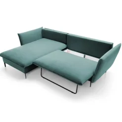 Divano letto angolare sinistro 3 posti 258x167cm tessuto petrolio Lushify