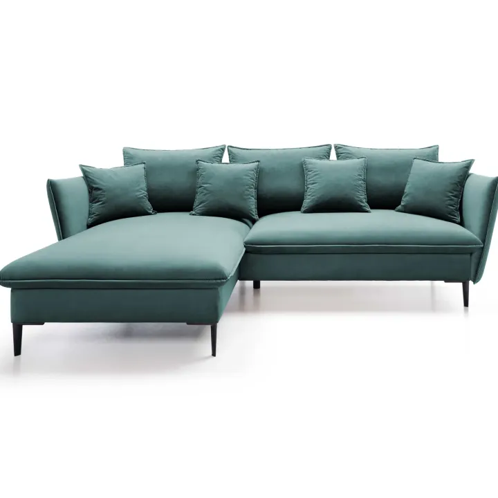 Divano letto angolare sinistro 3 posti 258x167cm tessuto petrolio Lushify