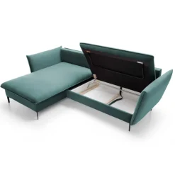 Divano letto angolare sinistro 3 posti 258x167cm tessuto petrolio Lushify