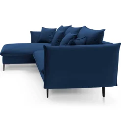 Divano letto angolare sinistro 3 posti 258x167cm tessuto blu Lushify