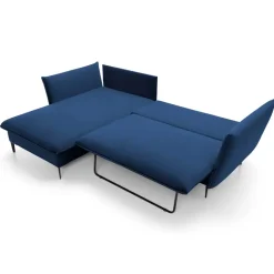 Divano letto angolare sinistro 3 posti 258x167cm tessuto blu Lushify