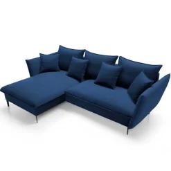 Divano letto angolare sinistro 3 posti 258x167cm tessuto blu Lushify