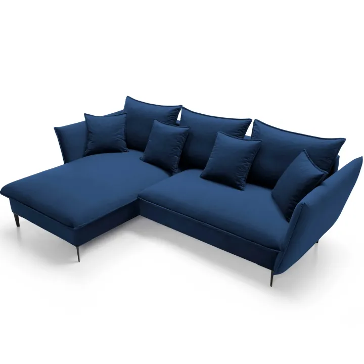 Divano letto angolare sinistro 3 posti 258x167cm tessuto blu Lushify