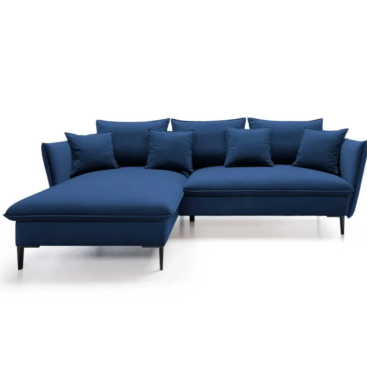 Divano letto angolare sinistro 3 posti 258x167cm tessuto blu Lushify