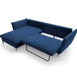 Divano letto angolare sinistro 3 posti 258x167cm tessuto blu Lushify