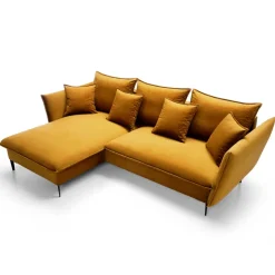 Divano letto angolare sinistro 3 posti 258x167cm tessuto giallo senape Lushify