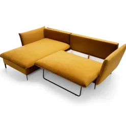 Divano letto angolare sinistro 3 posti 258x167cm tessuto giallo senape Lushify