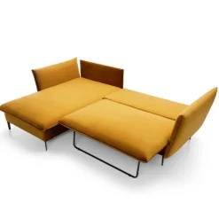 Divano letto angolare sinistro 3 posti 258x167cm tessuto giallo senape Lushify