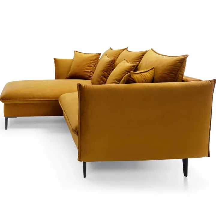 Divano letto angolare sinistro 3 posti 258x167cm tessuto giallo senape Lushify