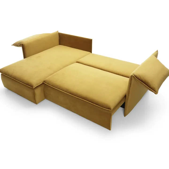 Divano letto angolare sinistro 3 posti 230x166cm tessuto giallo senape Easeful