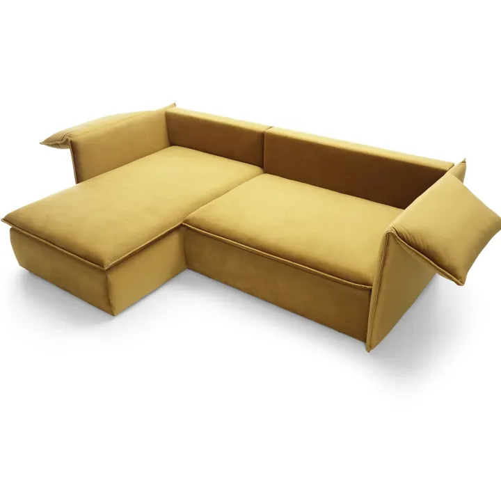 Divano letto angolare sinistro 3 posti 230x166cm tessuto giallo senape Easeful