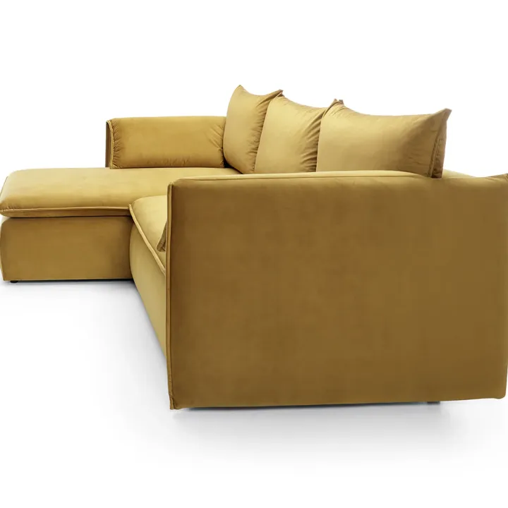 Divano letto angolare sinistro 3 posti 230x166cm tessuto giallo senape Easeful