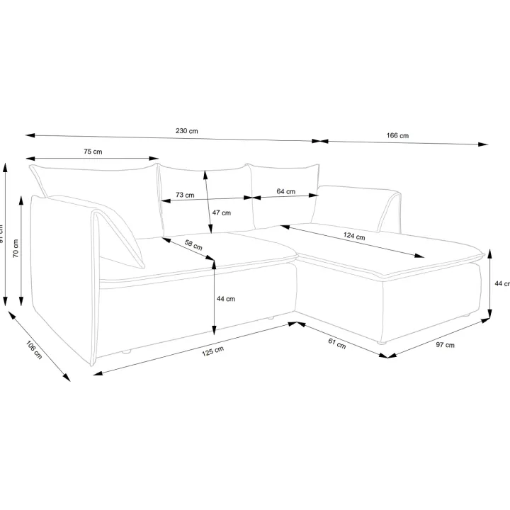 Divano letto angolare sinistro 3 posti 230x166cm tessuto giallo senape Easeful