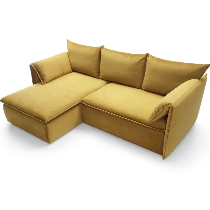 Divano letto angolare sinistro 3 posti 230x166cm tessuto giallo senape Easeful