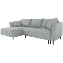 Divano letto angolare sinistro 3 posti 276x158cm tessuto grigio Angle