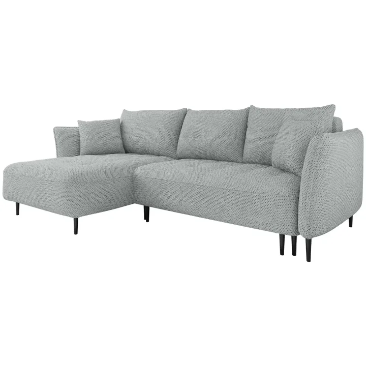 Divano letto angolare sinistro 3 posti 276x158cm tessuto grigio Angle