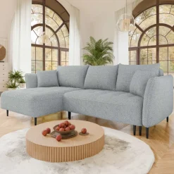 Divano letto angolare sinistro 3 posti 276x158cm tessuto grigio Angle