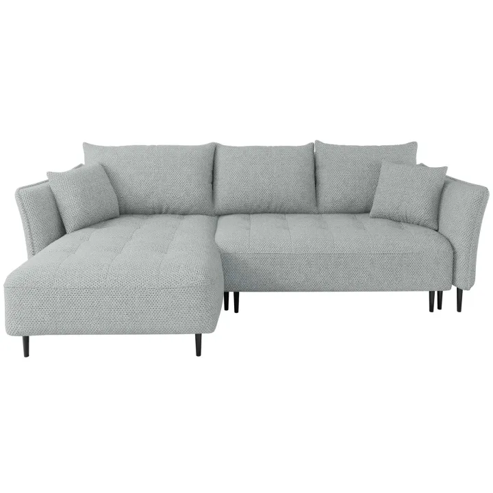 Divano letto angolare sinistro 3 posti 276x158cm tessuto grigio Angle