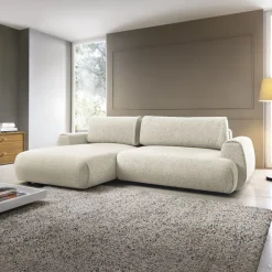 Divano letto angolare sinistra 3 posti 270x167cm tessuto bianco Cloudify