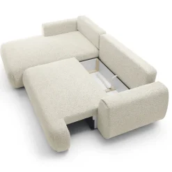 Divano letto angolare sinistra 3 posti 270x167cm tessuto bianco Cloudify