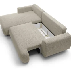 Divano letto angolare sinistra 3 posti 270x167cm tessuto beige Cloudify