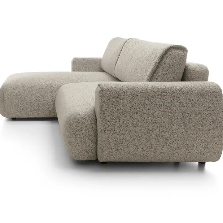 Divano letto angolare sinistra 3 posti 270x167cm tessuto beige Cloudify