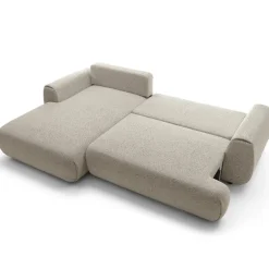 Divano letto angolare sinistra 3 posti 270x167cm tessuto beige Cloudify