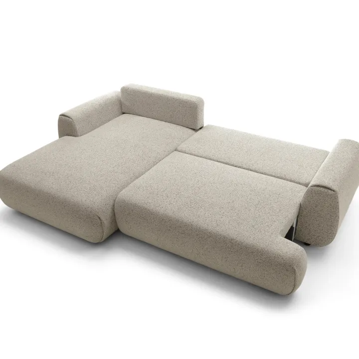Divano letto angolare sinistra 3 posti 270x167cm tessuto beige Cloudify