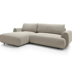 Divano letto angolare sinistra 3 posti 270x167cm tessuto beige Cloudify