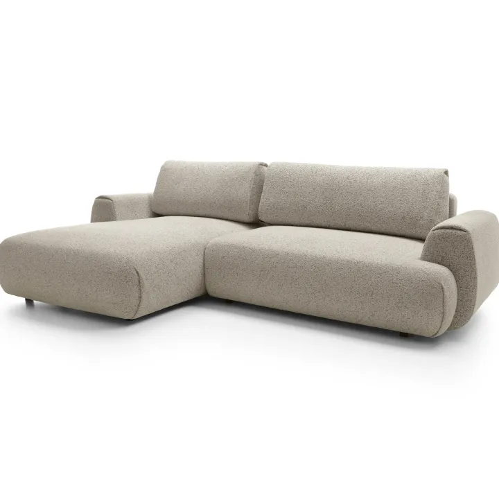 Divano letto angolare sinistra 3 posti 270x167cm tessuto beige Cloudify