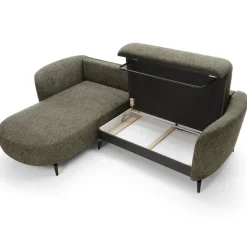Divano letto angolare sinistra 3 posti 260x180cm tessuto bouclè verde Repose
