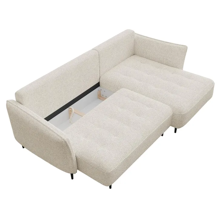 Divano letto angolare sinistro 3 posti 276x158cm tessuto beige Angle