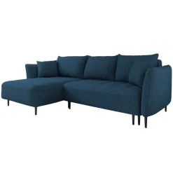 Divano letto angolare sinistro 3 posti 276x158cm tessuto blu Angle