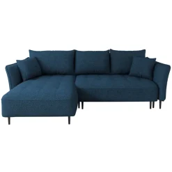 Divano letto angolare sinistro 3 posti 276x158cm tessuto blu Angle