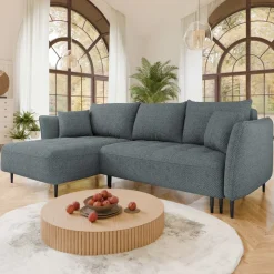 Divano letto angolare sinistro 3 posti 276x158cm tessuto grigio scuro Angle