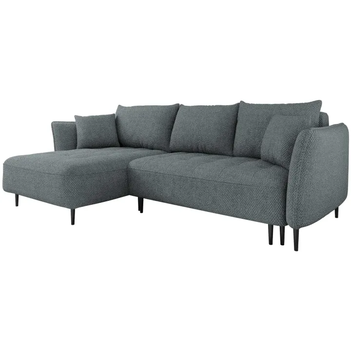 Divano letto angolare sinistro 3 posti 276x158cm tessuto grigio scuro Angle