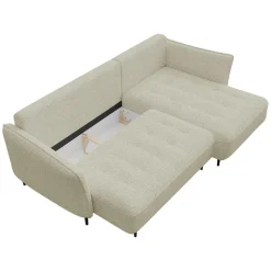 Divano letto angolare sinistro 3 posti 276x158cm tessuto tortora Angle
