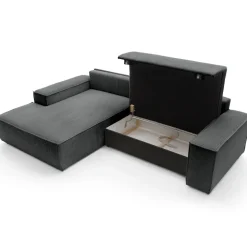 Divano letto angolare sinistra 3 posti 267x167cm velluto a coste antracite Relaxion