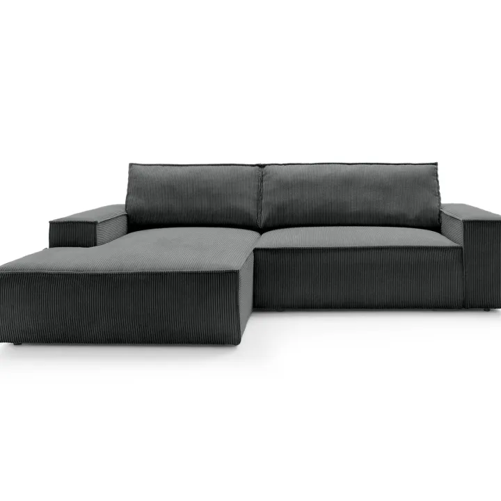 Divano letto angolare sinistra 3 posti 267x167cm velluto a coste antracite Relaxion