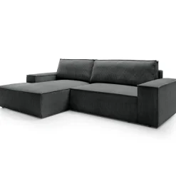 Divano letto angolare sinistra 3 posti 267x167cm velluto a coste antracite Relaxion