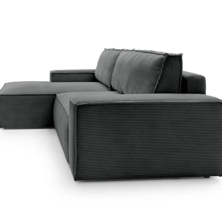 Divano letto angolare sinistra 3 posti 267x167cm velluto a coste antracite Relaxion