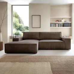Divano letto angolare sinistra 3 posti 267x167cm velluto a coste marrone Relaxion